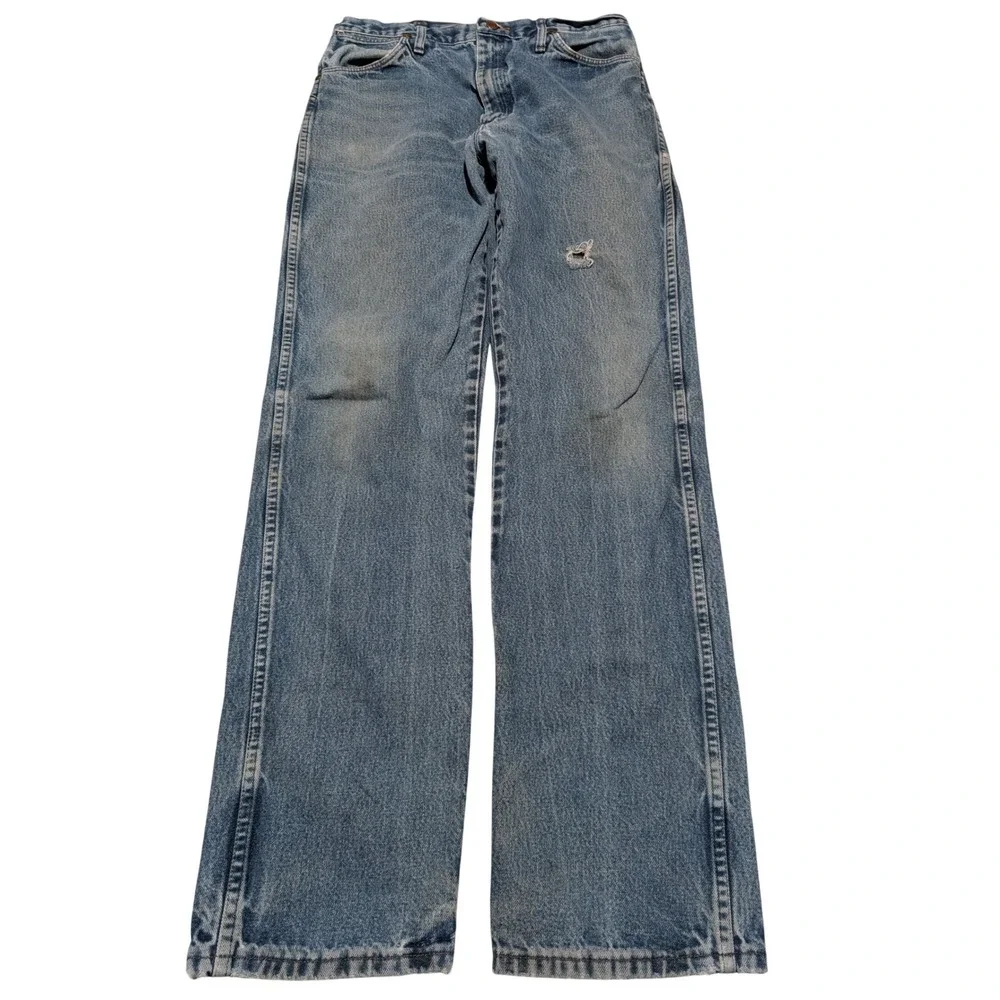 Wrangler Jeans Mens‎ 34x36 Blue Cowboy Cut Straight Leg Distressed Western